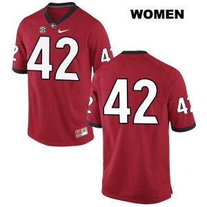 Women's Georgia Bulldogs NCAA #42 Mitchell Werntz Nike Stitched Red Authentic No Name College Football Jersey QFW5254QW